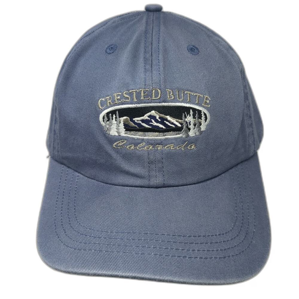 Crested Butte Colorado Mountain Blue Baseball Cap Hat One Size Slideback Cotton
